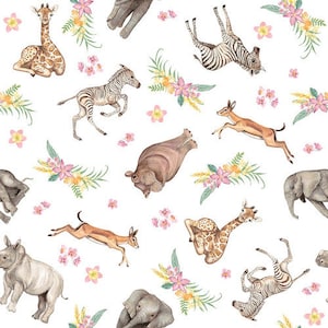 Tossed Animals from the All Big Things Start Small Collection by Beth Reed Designs for Studio E - Priced by the half yard