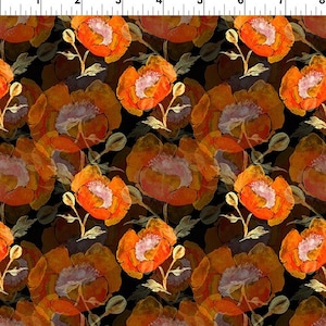 Shadow Poppies from the Reflections of Autumn II Collection by Jason Yenter for In the Beginning Fabrics - Priced by the 1/2 yard - 23RA 1