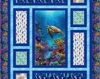 PDF QUILT PATTERN - Picture That - Hoffman Tides Quilt Pattern by Kari Nichols for Quilting Renditions - 72.5&quot; x 88.5&quot;