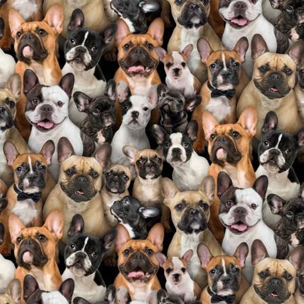 French Bulldogs Best Friends by Elizabeth's Studio - Priced by the half yard - 42/43" width