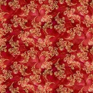 Ruby Swirls from the Alabaster Wings Collection by 3 Blank - Priced by the 1/2 yard- 43/45" width