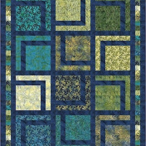 PDF QUILT PATTERN - Double Time - Turtle Cove Island Batik Quilt Pattern by Kari Nichols for Quilting Renditions - Lap, Twin, Queen and King