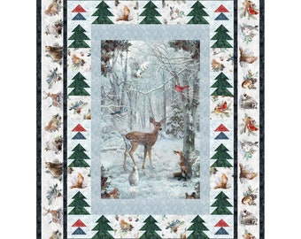 PDF QUILT PATTERN - Deer and Friends Quilt Pattern by Castilleja Cotton - 57" x 75"
