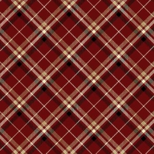 Burgundy Plaid with Metallic from the Holiday Tidings Collection by Benartex - Priced by the 1/2 yard