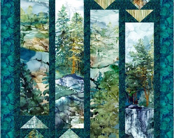 PDF QUILT PATTERN - Ingots - Northcott Cedarcrest Falls Quilt Pattern by Kari Nichols for Quilting Renditions - 54.5" x 56" up to 71"