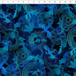 Blue Flying Dragon Shields -  Flying Dragons - by Jason Yenter for In the Beginning Fabrics - Sold in 1/2 yard increments - 43/45&quot; width