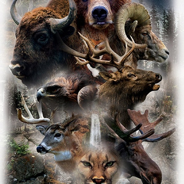 Deep Earth Animal Panel - Call of the Wild by Hoffman - Sold in 31" x 43" Sections