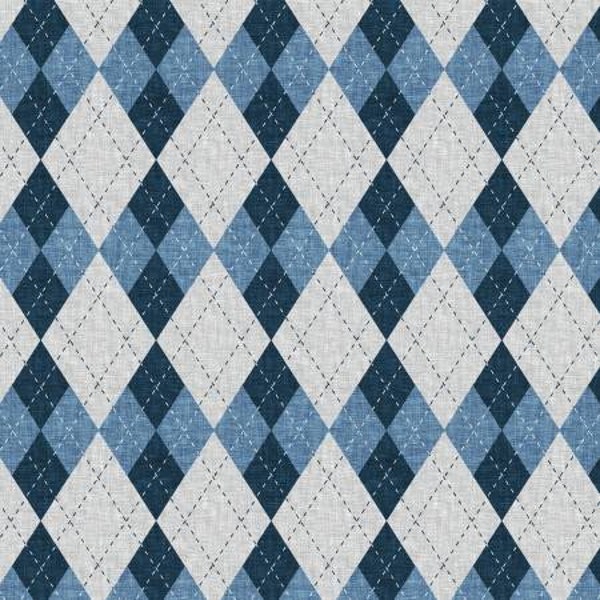Pewter Argyle from the Fore! Collection by Clothworks - Sold in 1/2 yard increments - 43/45" width