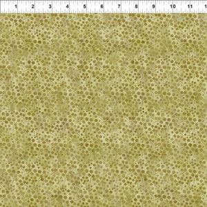 May include: A seamless fabric pattern featuring a repeating design of small, light brown circles and thin, brown branches on a light green background.