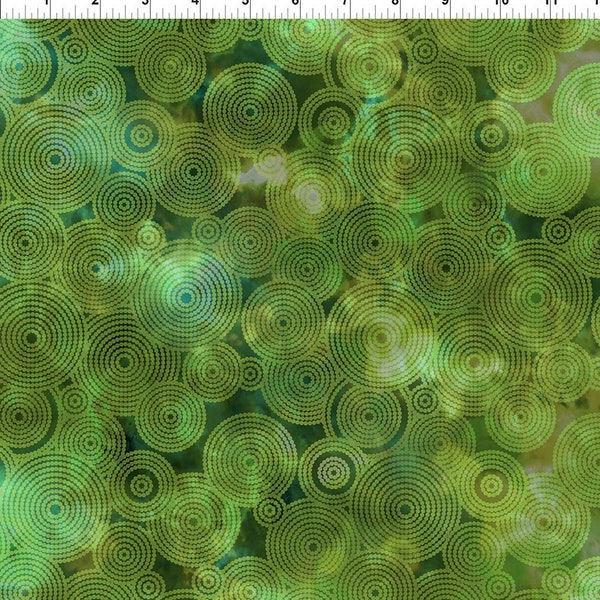 Floragraphix V - Circles - Green by Jason Yenter for In the Beginning Fabrics - Sold in 1/2 yard increments - 43/45" width - 8FGE2