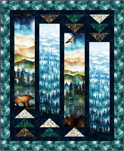 PDF QUILT PATTERN - Ingots - Hoffman Starry Nights Quilt Pattern by Kari Nichols for Quilting Renditions - 54.5" x 56" up to 71"