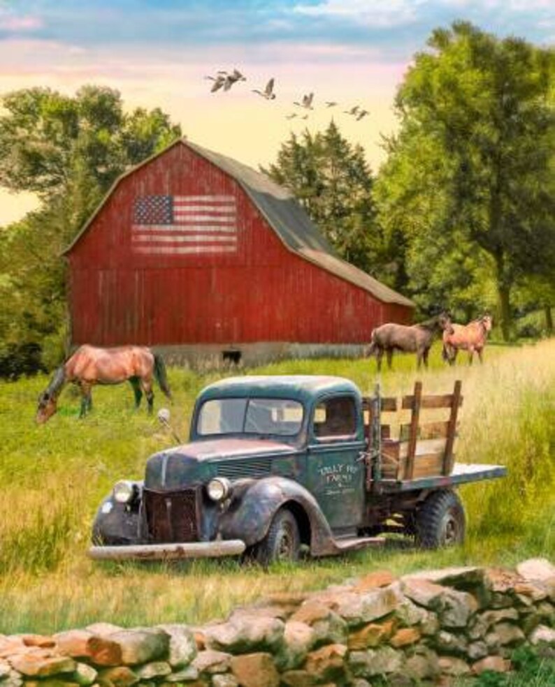 Sold in 44 x 34 12 Sections Truck Barn Horse Panel by David Textiles