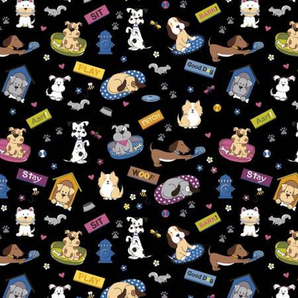 Puppy Play Time from the Bow Wow Meow Collection by Freckle + Lollie - Sold by the 1/2 yard  - 44/45" width