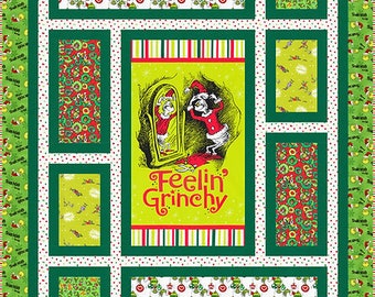 PDF QUILT PATTERN - Picture That - Grinch Quilt Pattern by Kari Nichols for Quilting Renditions - 72.5&quot; x 88.5&quot;