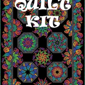 Quilt Kit - Multi Vivid Kaleidoscope Quilt Kit by In The Beginning-Fabric for top and binding with pattern - 64&quot; x 86 1/2&quot;