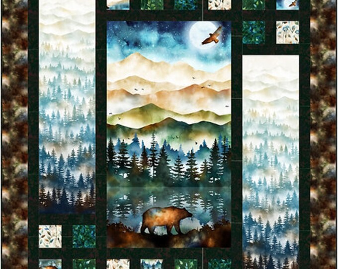 Quilt Kit Triptych Bear Quilt Kit Hoffman Panel and Fabric Etsy