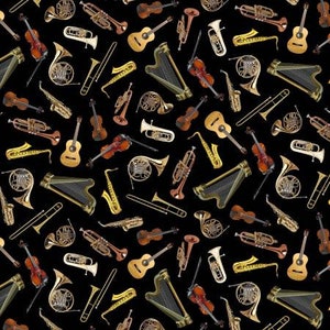 Black Orchestra from the Pitch Perfect Collection by Michael Miller - Sold in 1/2 yard increments - 43/45&quot; width