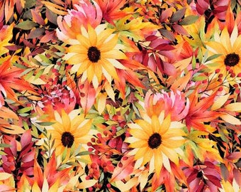 Packed Flowers from the Autumn Light Collection by Wilmington Prints - Sold by the 1/2 yard - 42/43" width - NOT cut before sold