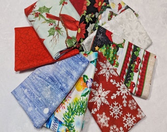 End-Of-Bolt Christmas and Winter Fabric Bundle - 1+ pound - 3+ yards