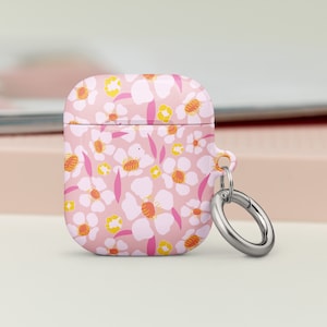 Pink Retro Hibiscus Floral AirPods Pro 2 Case, AirPods Case 3rd Generation Case, airpod case cute, airpod case floral, feminine flowers case