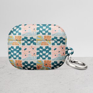 Retro checkerboard AirPods Pro 2 Case With Keychain, floral AirPods Case Pro 2 3rd, hard plastic protective earbud cover, tech case, gifts
