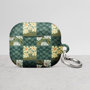 Retro checkerboard AirPods Pro 2 Case With Keychain, floral AirPods Case Pro 2 3rd, hard plastic protective earbud cover, tech case, gifts