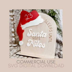 Christmas Countdown SVG | Sleeps until Santa Visits svg | Christmas Decor | Laser Engrave Files | Glowforge SVG| Download