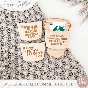 Moederdag koffie cadeaukaarthouder SVG | Moederdagcadeau-svg | Familiecadeaus | Lasergraveerbestanden | Laserscorebestanden | Glowforge-svg