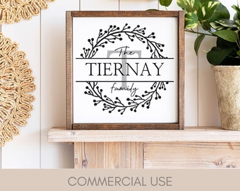 Family Name Wreath Sign SVG | Farmhouse Welcome (Digital Download)