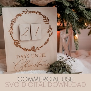 SVG Christmas Countdown | Laser Engrave Files | Glowforge Christmas SVG| Glowforge SVG | Laser Christmas Files