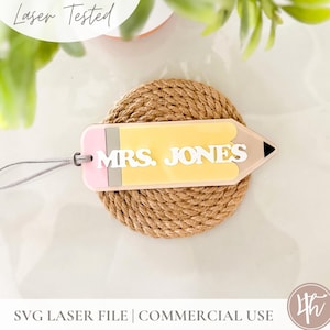 Etiqueta de professor de lápis SVG | Presente de professor SVG | Presente de trabalhador de creche SVG | Arquivos de gravação a laser | Glowforge SVG | Personalizado | Professor SVG|
