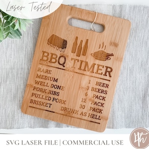 BBQ Timer SVG File | Cutting Board SVG | Glowforge | Cricut | Silhouette | Digital Download| Funny Cutting Board| Charcuterie Board svg