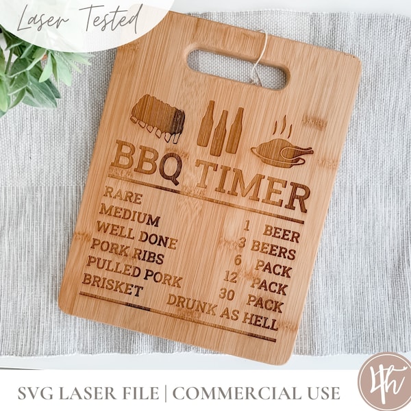 BBQ Timer SVG File | Cutting Board SVG | Glowforge | Cricut | Silhouette | Digital Download| Funny Cutting Board| Charcuterie Board svg