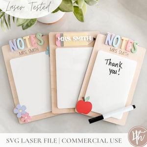 Blocco note cancellabile a secco regalo insegnante in formato svg / Regalo insegnante in formato SVG / Regalo per assistente scolastico in formato svg / File laser / Glowforge in formato SVG / Apprezzamento insegnante