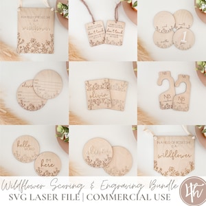Pacchetto di incisioni e cordonature con fiori selvatici in formato SVG / Foto mensili del bambino in formato SVG / Laser in formato SVG / Idee regalo per baby shower