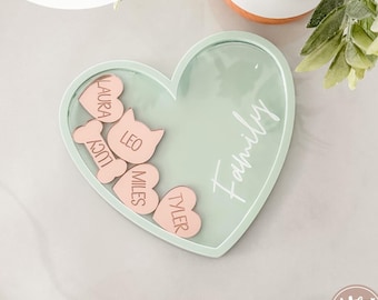Magnete a forma di cuore per la famiglia per mamma e nonna SVG / Regalo per la festa della mamma svg / Regali per la nonna svg / File per incisione laser / Glowforge svg