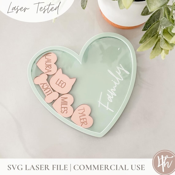 Family Heart Magnet for Mom and Grandmother SVG | Mother's Day Gift svg | Gifts For Grandma svg | Laser Engrave Files | Glowforge svg
