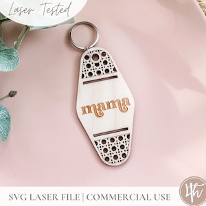 Mama Cane Motel sleutelhanger SVG | Sleutelhanger van SVG-rotan| Lasergraveerbestanden | Glowforge-svg | Laserbestanden | Moederdag sleutelhanger svg