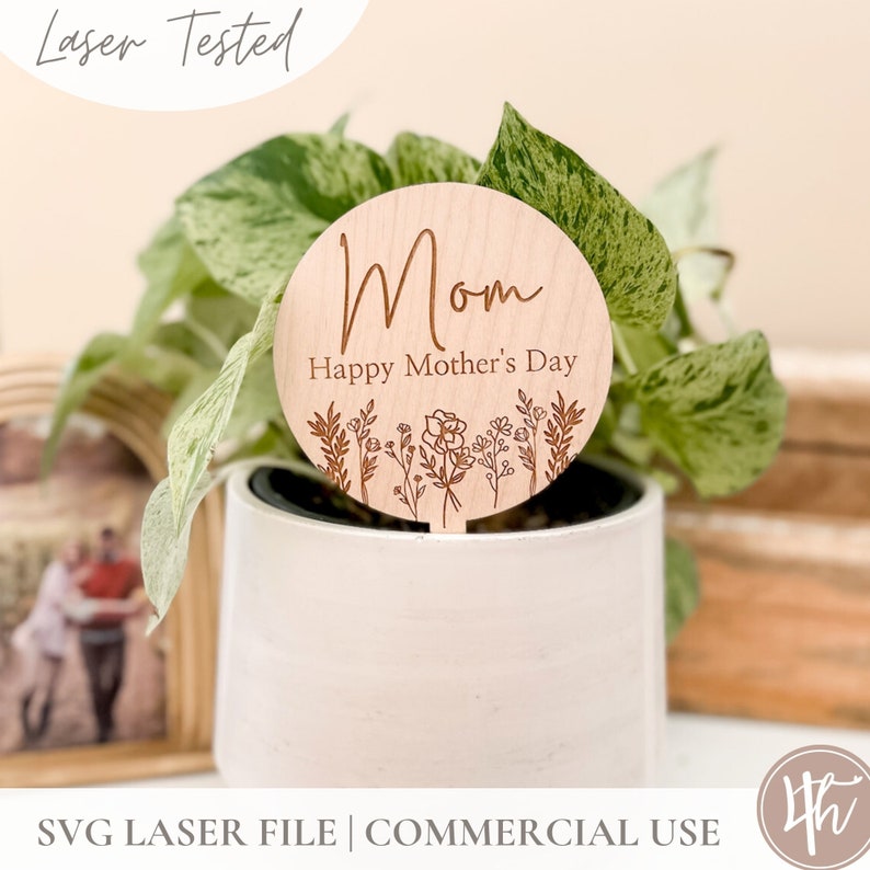 Mother's Day Plant Tag SVG | Mother's Day Gift svg | Family gifts svg | Laser Engrave Files | Laser Score Files | Glowforge svg| Laser Files image 3