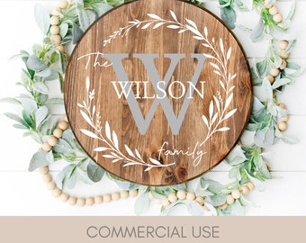 Family Name Wreath Sign Monogram SVG| Farmhouse svg |  Welcome svg | Instant download svg | Glowforge svg | Cricuit svg | Silhouette svg