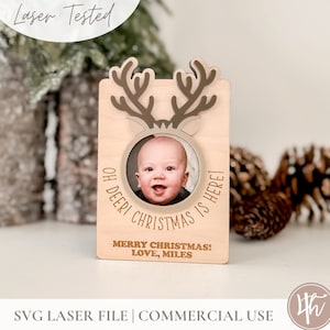 Magnete fotografico renna natalizia per frigorifero/File tagliati al laser/Glowforge SVG/File natalizi laser SVG/File SVG festivo/File tagliato in legno acrilico