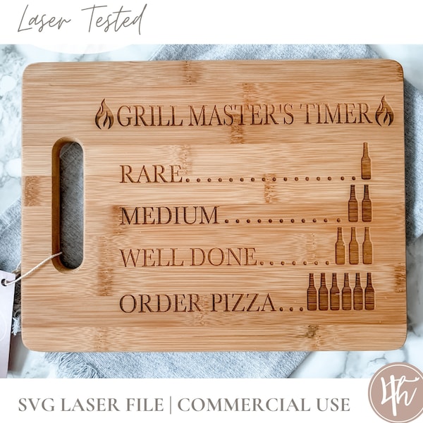 Grillmaster SVG File | Cutting Board SVG | Glowforge | Cricut | Silhouette | Cut Files |Digital Download