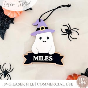 Ghost With Banner Halloween Basket Tag SVG | SVG Boo Basket Tag| Personalized Boo Basket Tag | Custom Halloween Tag | Glowforge | Laser File