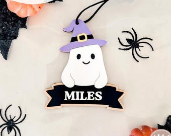 Ghost With Banner Halloween Basket Tag SVG | SVG Boo Basket Tag| Personalized Boo Basket Tag | Custom Halloween Tag | Glowforge | Laser File