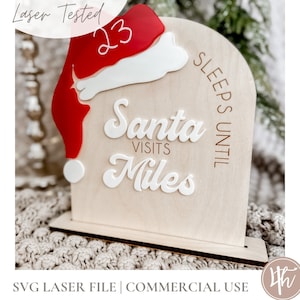Conto alla rovescia per Natale SVG / Dorme fino a quando Babbo Natale visita svg / Decorazioni natalizie / File di incisione laser / Glowforge SVG / Download