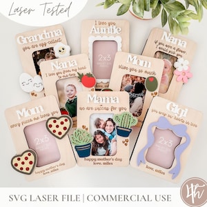 Pacchetto di magneti per foto da frigorifero SVG / Regalo per la festa della mamma in formato svg / Cornice per foto formato portafoglio in formato svg / Glowforge in formato svg / File laser per cornice per foto in formato svg
