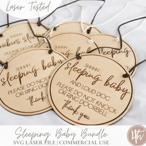 SVG Sleeping Baby Signs | Laser Engrave Files | Glowforge SVG| Glowforge Baby Files | Laser Baby Files