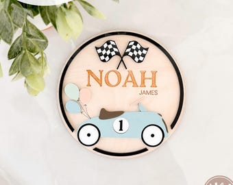 Vintage Car Name Sign Round SVG | SVG New Born Sign| Glowforge SVG | Laser Files |Baby Shower Gift Ideas | Nursery Name Sign|