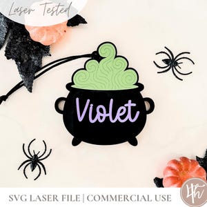 Cauldron Halloween Basket Tag SVG | SVG Boo Basket Tag| Personalized Boo Basket Tag | Custom Halloween Tag | Glowforge | Laser File