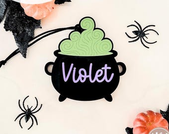 Cauldron Halloween Basket Tag SVG | SVG Boo Basket Tag| Personalized Boo Basket Tag | Custom Halloween Tag | Glowforge | Laser File